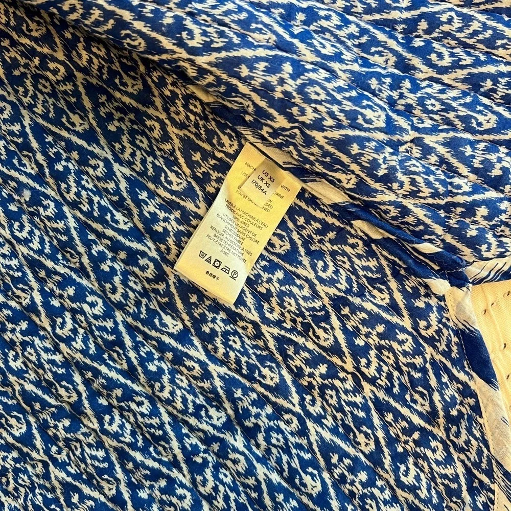 Blue and White Quilted Anthropologie Cotton Jacket S/XS